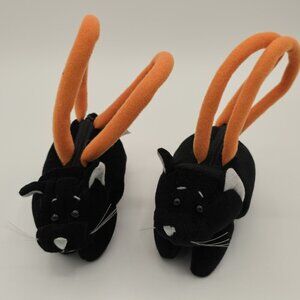 Vintage Halloween Black Cat Mini Plush Purses Blip Kitty Cat Bags Set Of 2
